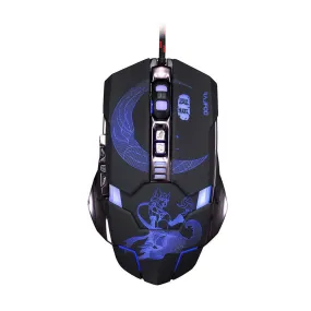 Mute Gaming Mouse 3200DPI with 4 Level Adjustment 2 Color Breathing Backlight 7 Key Smart Macro Definition Gamer