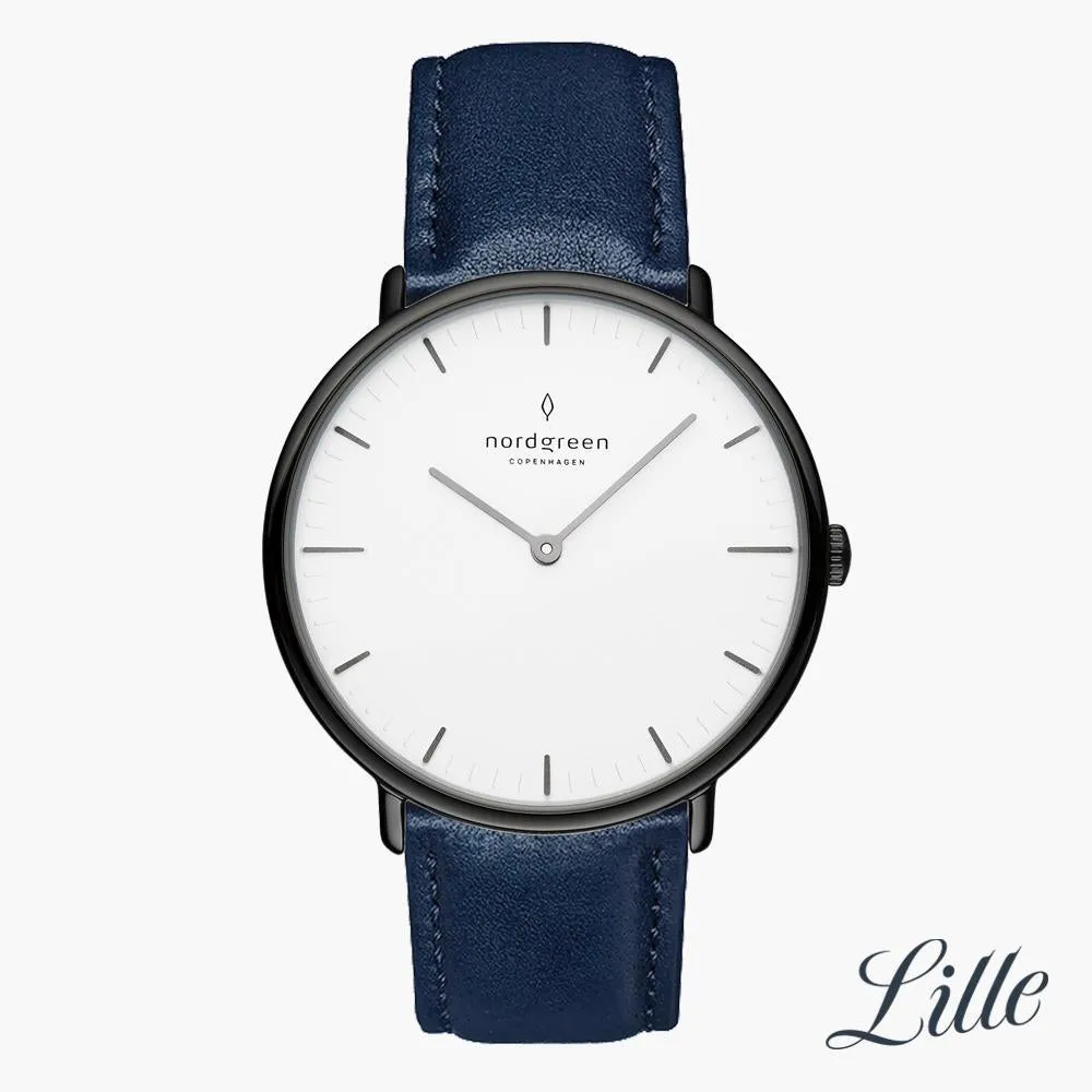 Native | White Dial - Navy Blue Vegan Leather