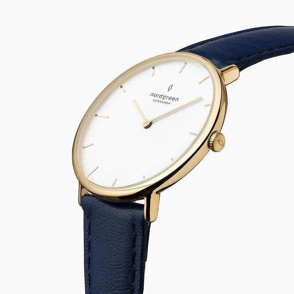 Native | White Dial - Navy Blue Vegan Leather