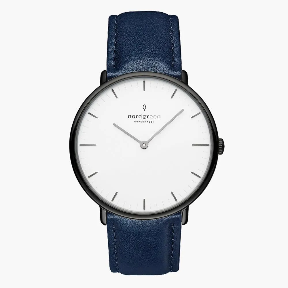 Native | White Dial - Navy Blue Vegan Leather