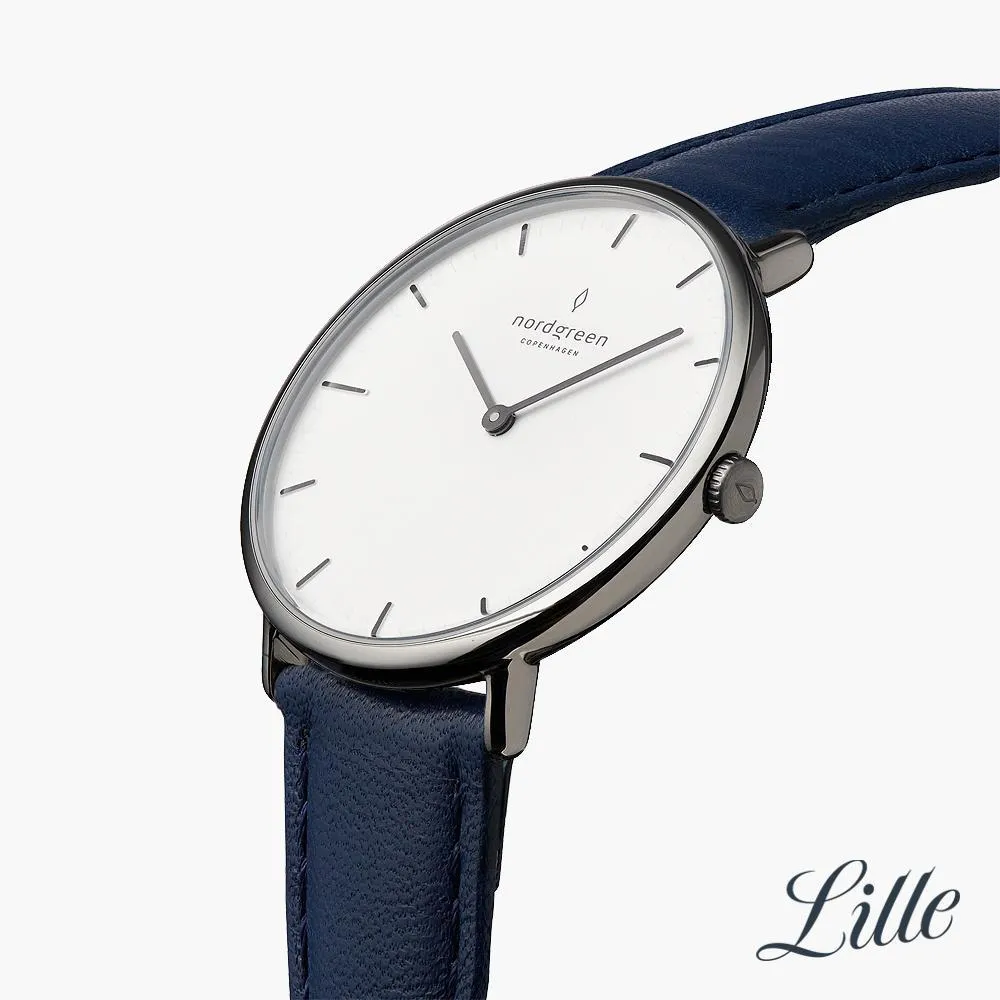 Native | White Dial - Navy Blue Vegan Leather