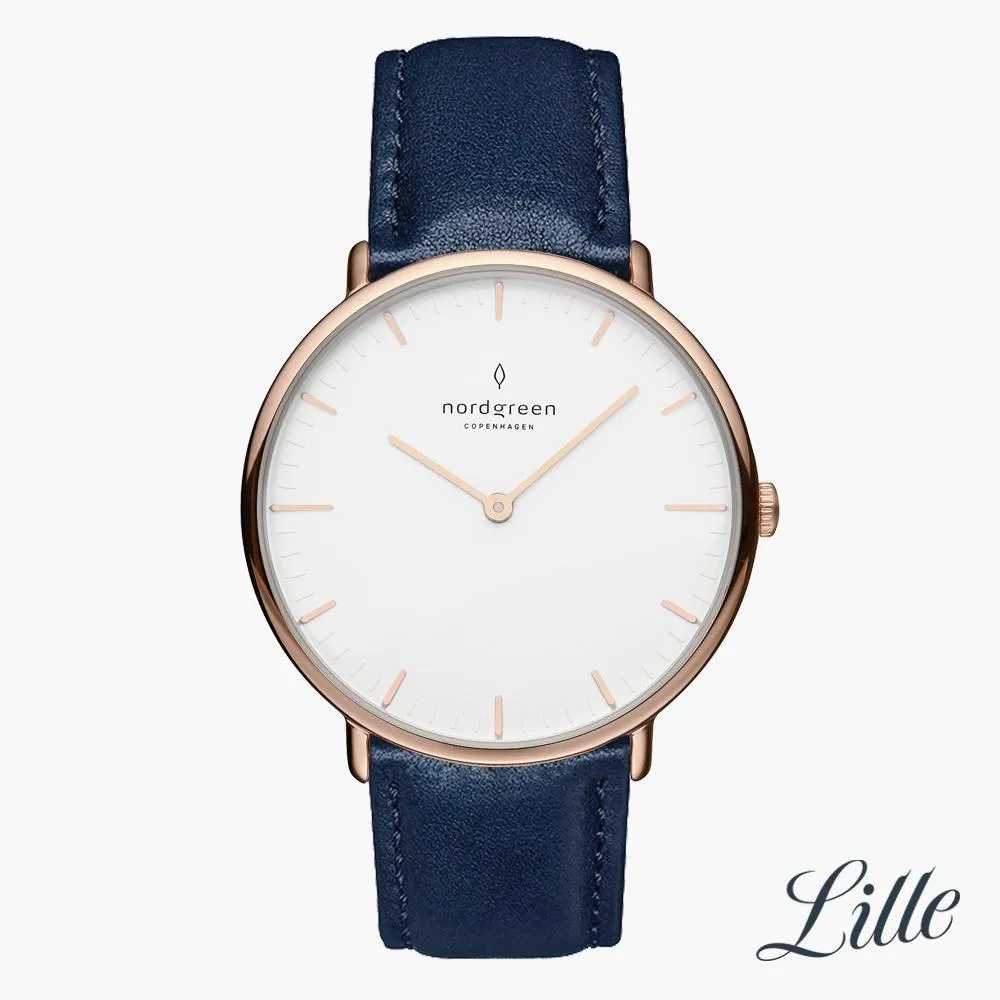 Native | White Dial - Navy Blue Vegan Leather