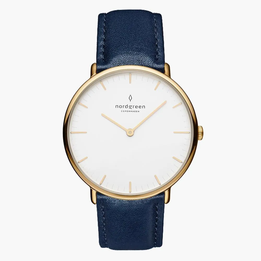 Native | White Dial - Navy Blue Vegan Leather