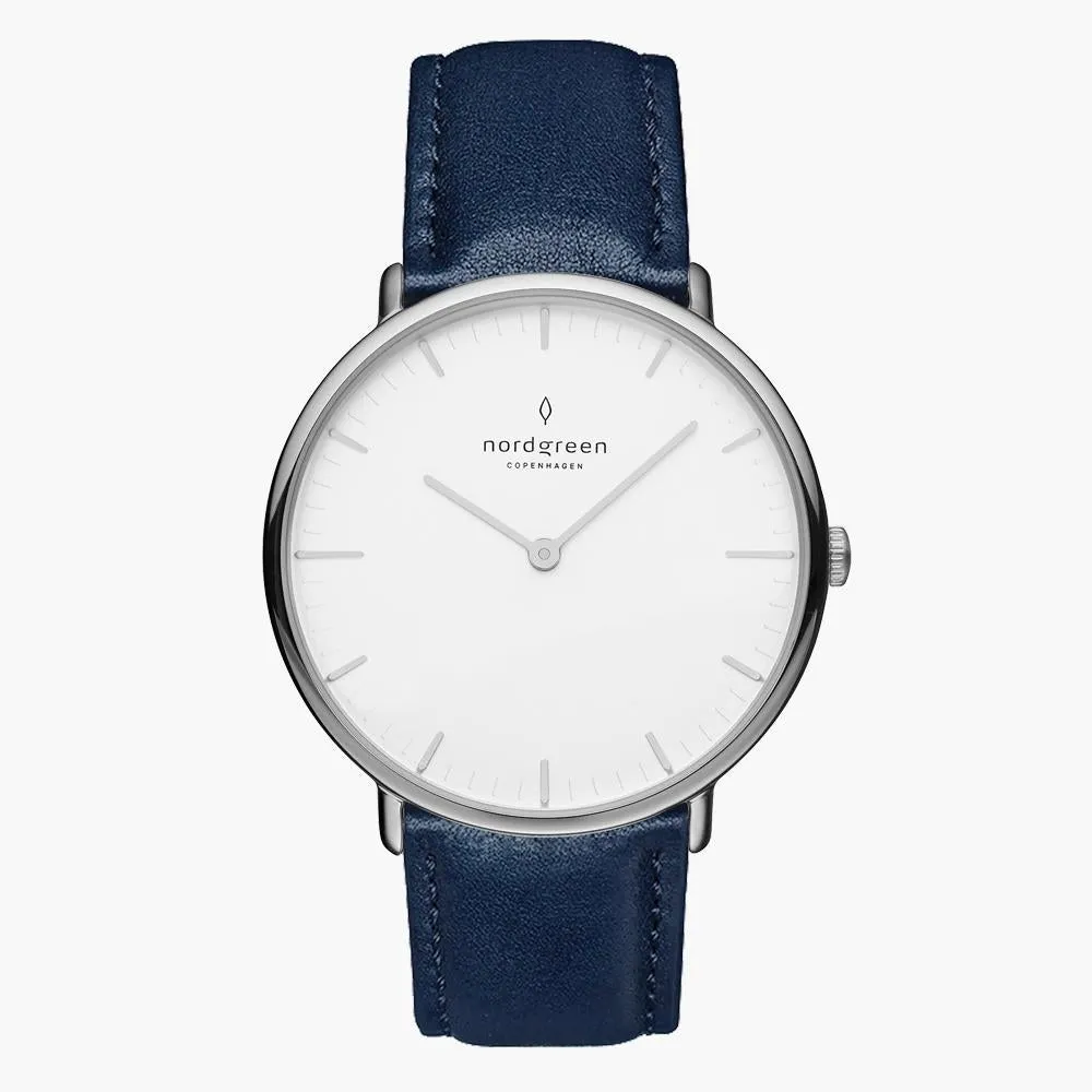 Native | White Dial - Navy Blue Vegan Leather