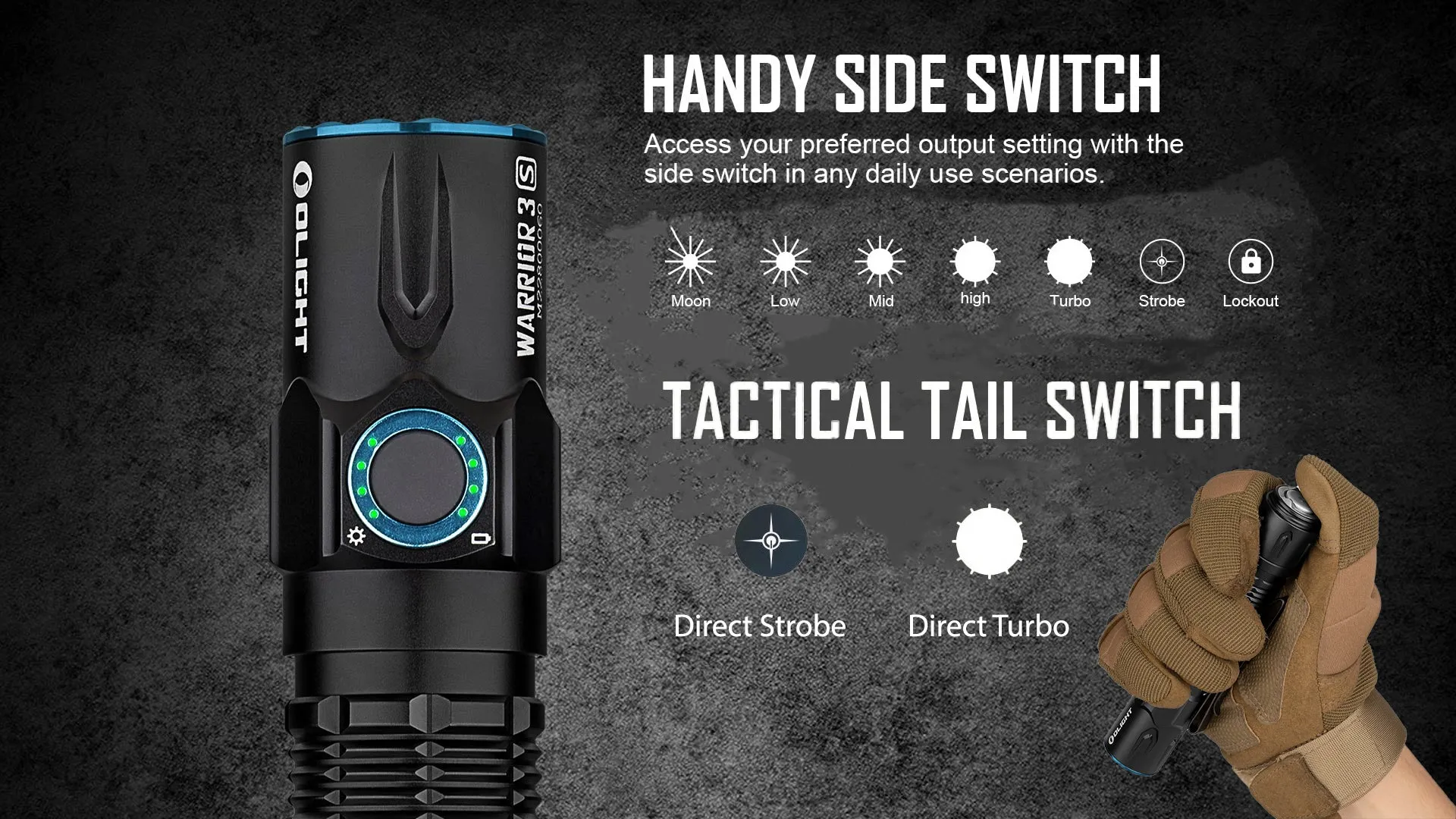 Olight Warrior 3S 2300 Lumen Rechargeable Tactical Flashlight