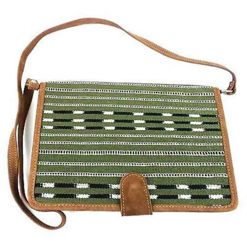 Olive Green iPad Carry Case with Leather Trim Maya Traditions