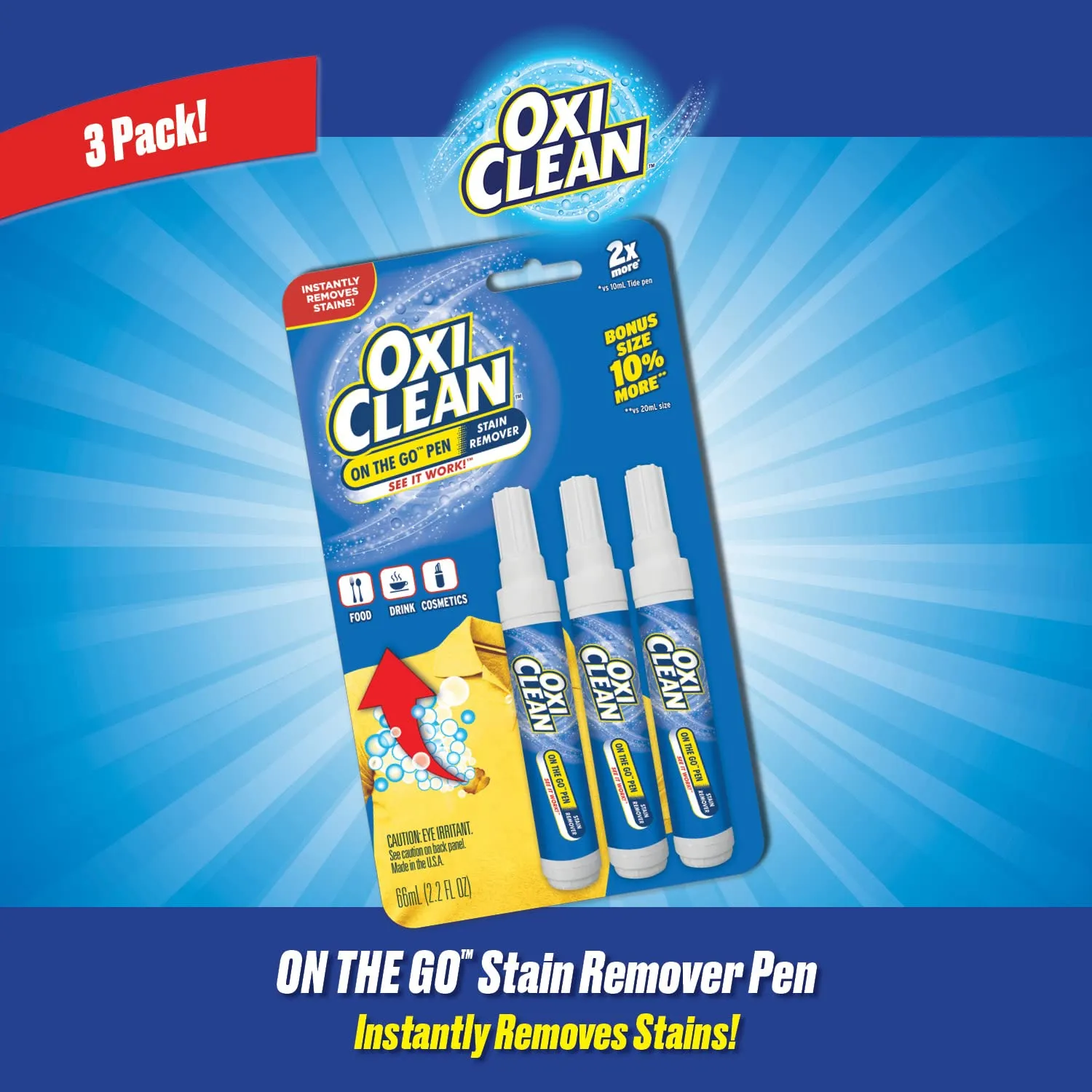 OxiClean OnTheGo Stain Remover Pen 0.73 Fl Oz Pack of 3