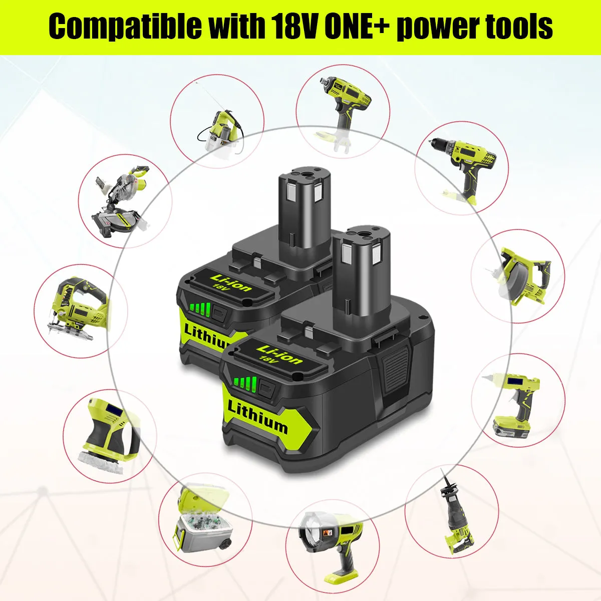 P193 18 Volt 6.5AH High Capacity Lithium Battery Replacement for Ryobi 18V Battery 6Ah 5Ah 4Ah 3Ah PBP007 RB18L50 PBP005 PBP004 P108 P192 P191 ONE  Battery