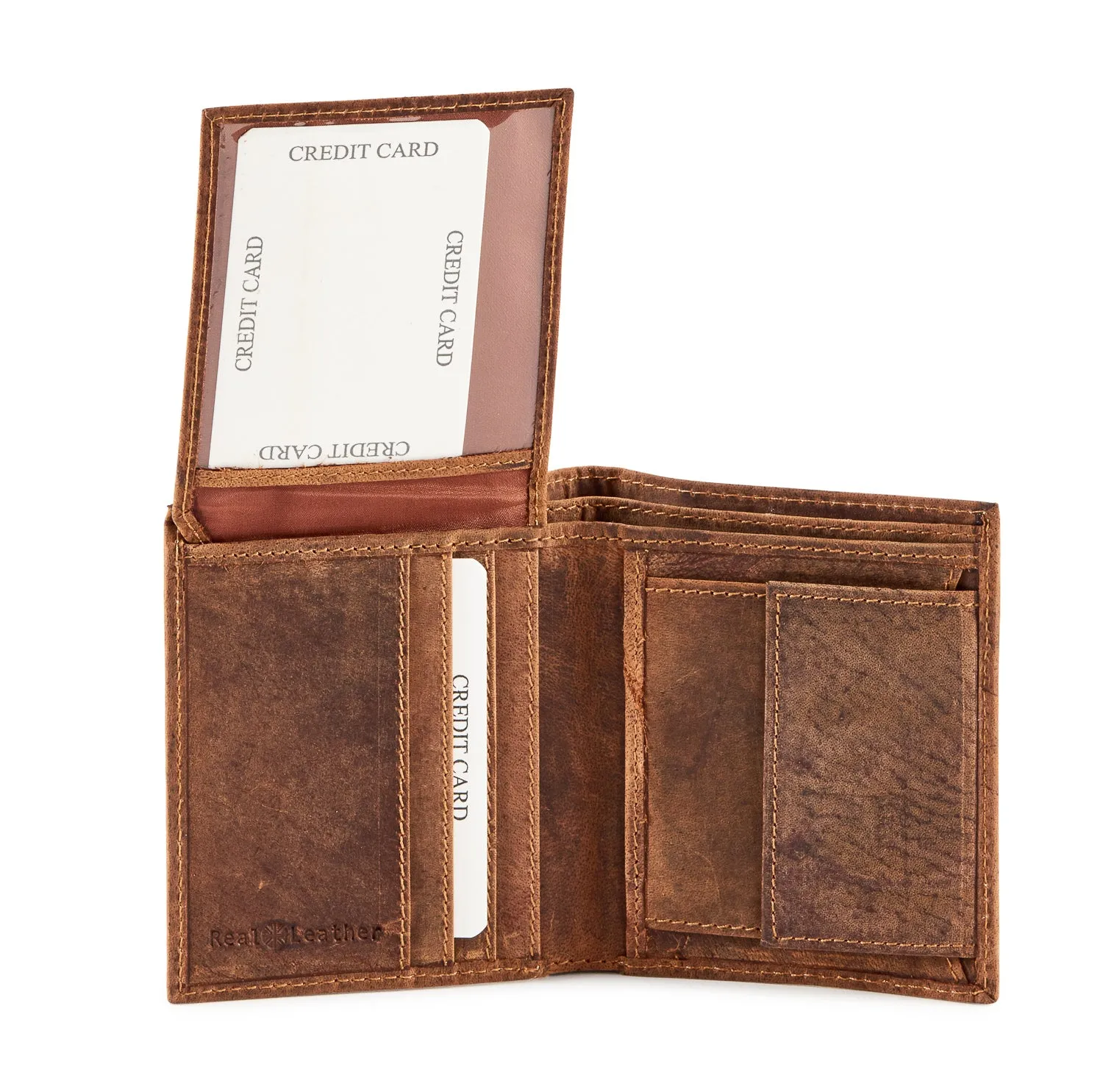 Paulo Distressed leather men's bi-fold coin wallet #GW705