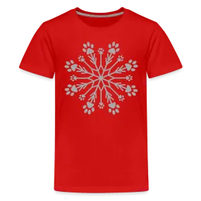 Paw Snowflake Sparkle Print Kids' Premium T-Shirt