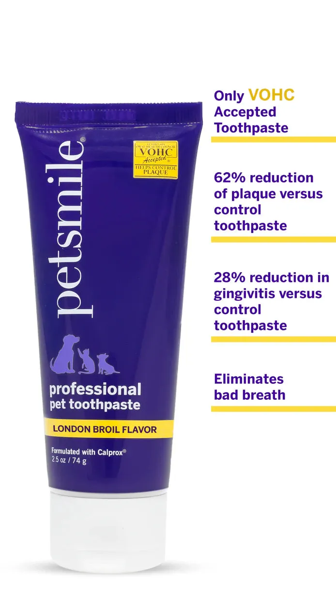 PetSmile London Broil Flavour Professional Pet Toothpaste & Professional Pet Toothbrush Set