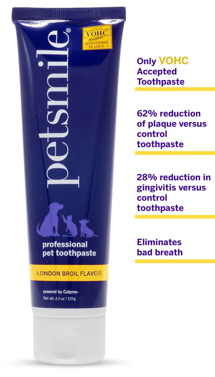 PetSmile London Broil Flavour Professional Pet Toothpaste & Professional Pet Toothbrush Set