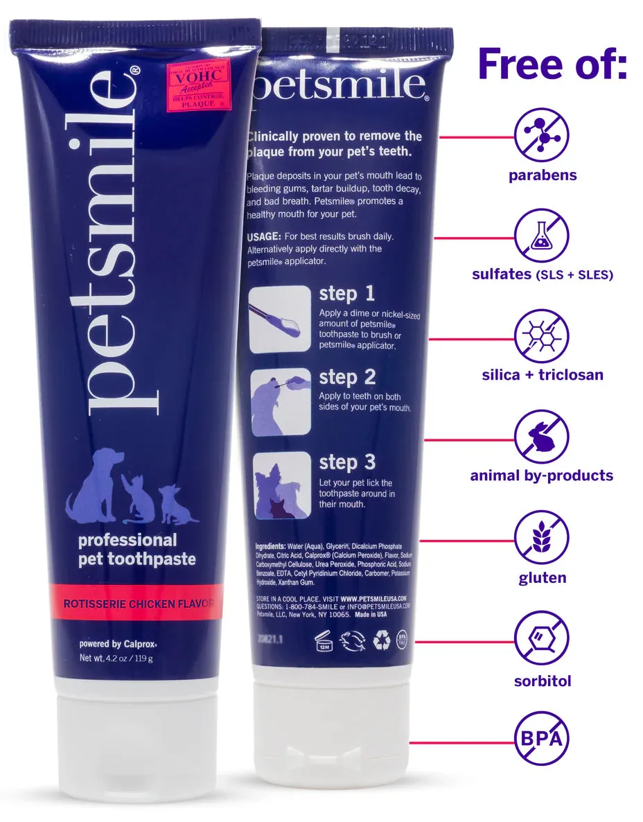 PetSmile Rotisserie Chicken Flavour Professional Pet Toothpaste & Professional Pet Toothbrush Set