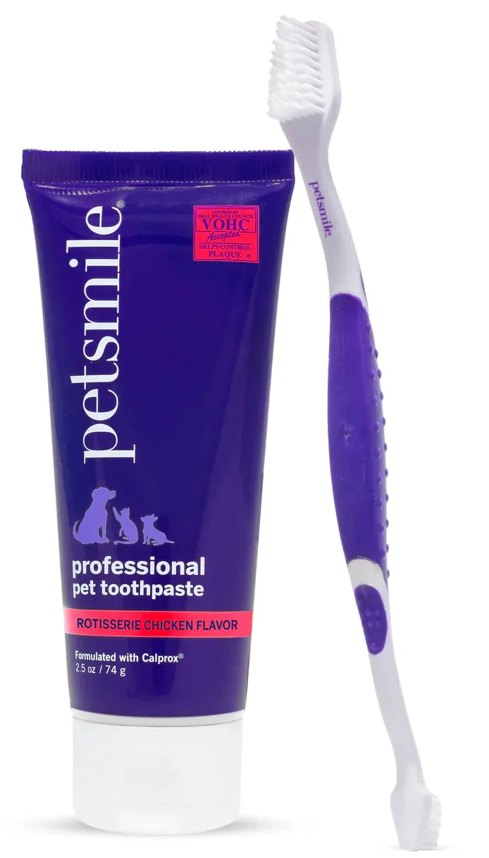 PetSmile Rotisserie Chicken Flavour Professional Pet Toothpaste & Professional Pet Toothbrush Set