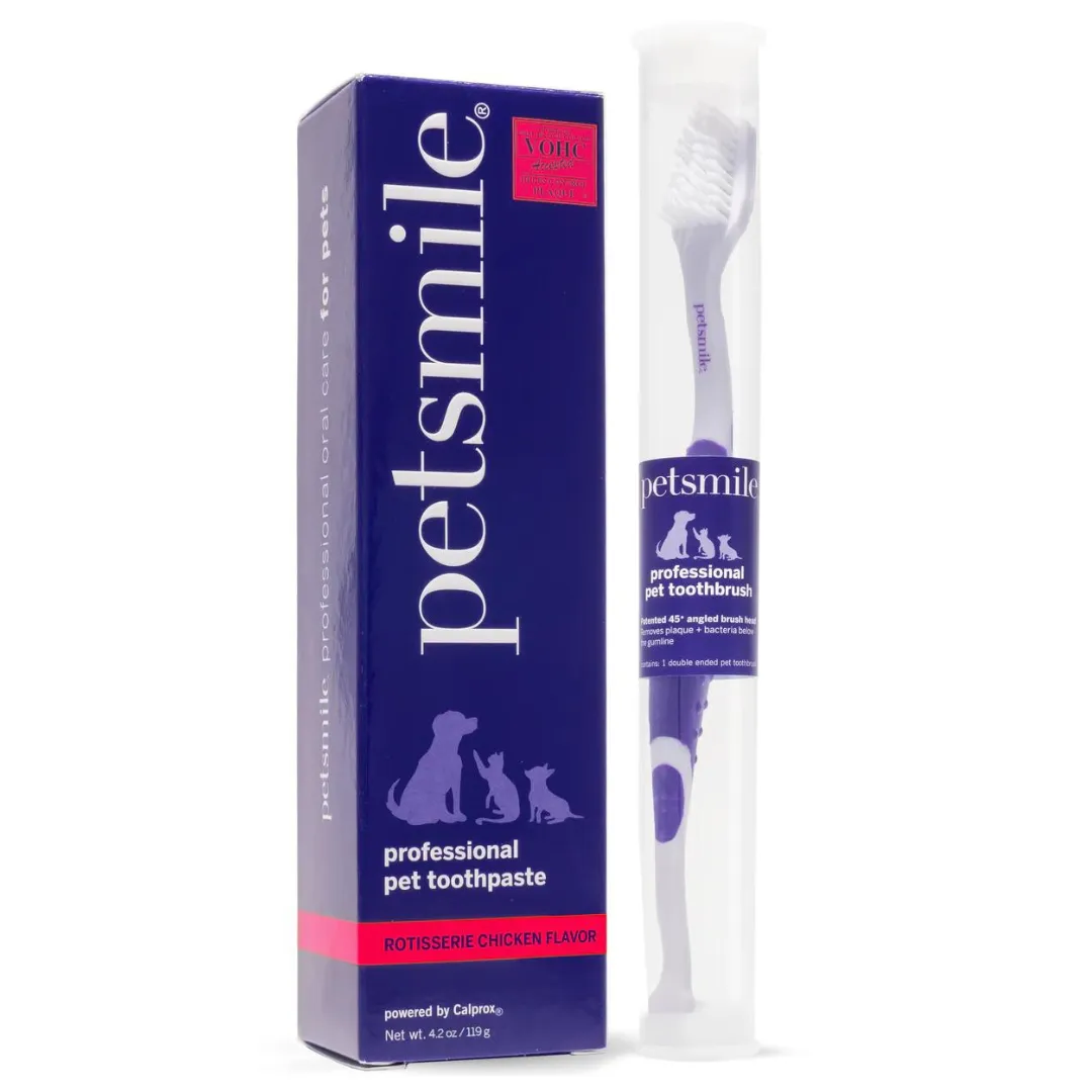 PetSmile Rotisserie Chicken Flavour Professional Pet Toothpaste & Professional Pet Toothbrush Set