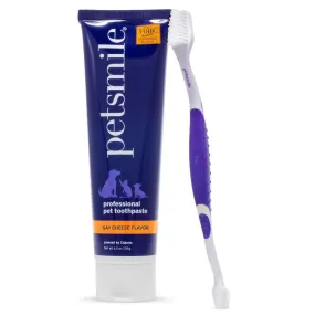 PetSmile Say Cheese Flavour Professional Pet Toothpaste & Professional Pet Toothbrush Set