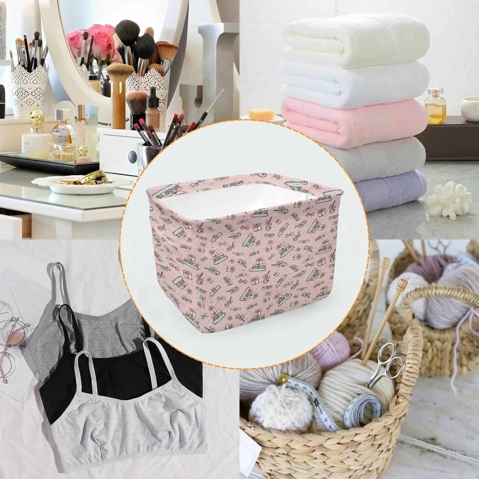 Pink Christmas presents 50  Storage Basket