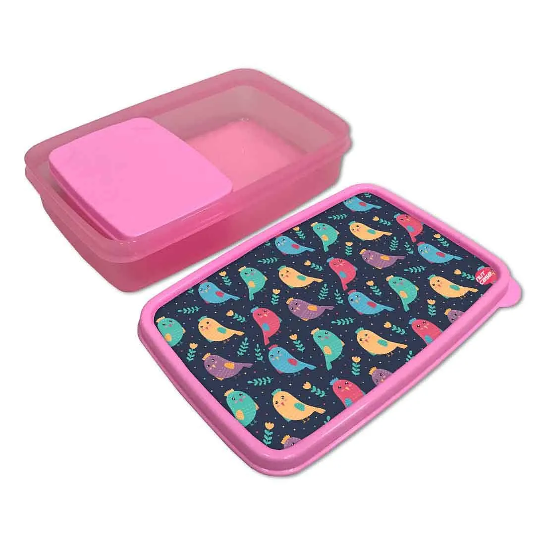 Plastic Kids Lunch Box for School Girls Snack Containers - Birds