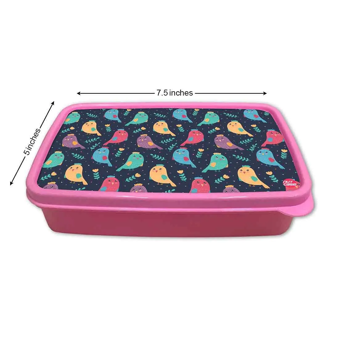 Plastic Kids Lunch Box for School Girls Snack Containers - Birds