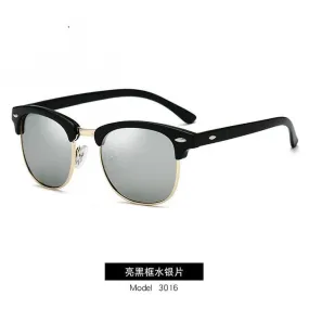 Polarized Sunglasses Brand Design Eye Semi Rimless Classic Silver