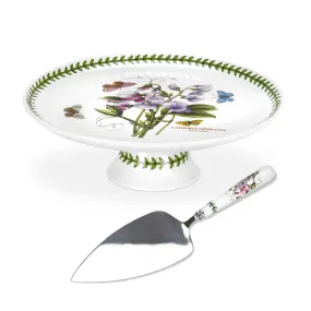 Portmeirion Botanic Garden Footed Cake Plate With Server 25cm