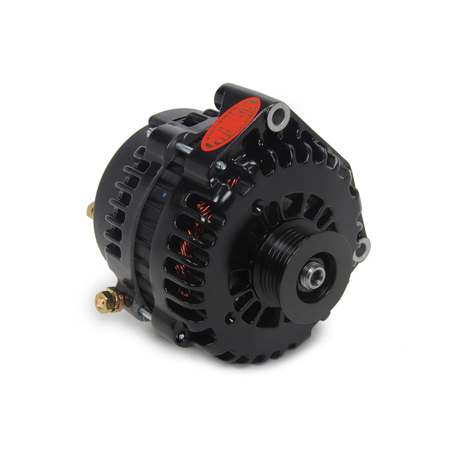 Powermaster Alternator - 12V - 6 Rib Serpentine - Aluminum - Black Powder Coat - GM