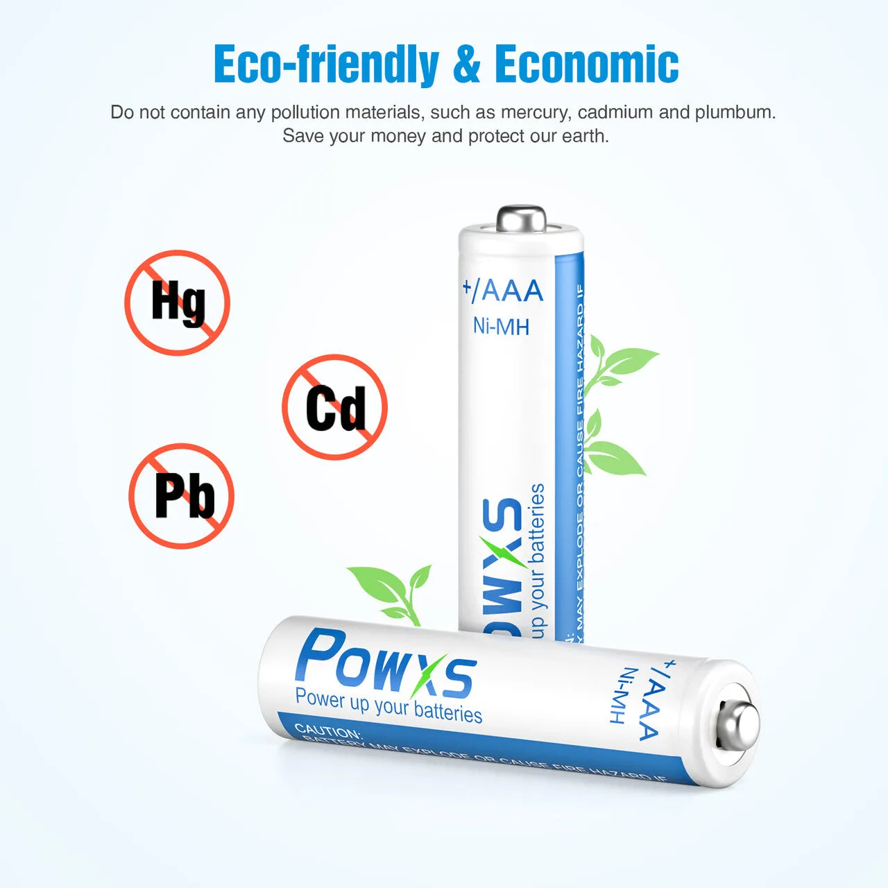 POWXS AAA Ni-MH Rechargeable Batteries 800mAh