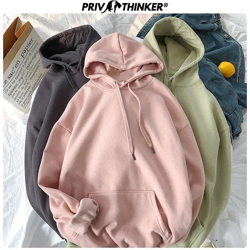 Privathinker Woman's Solid 12 Colors Korean Hooded Sweatshirts Female 2020 Cotton Thicken Warm Hoodies Lady Autumn Fashion Tops