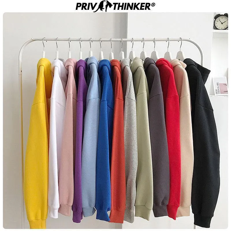 Privathinker Woman's Solid 12 Colors Korean Hooded Sweatshirts Female 2020 Cotton Thicken Warm Hoodies Lady Autumn Fashion Tops