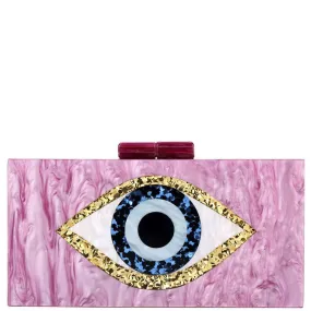 Purple Fashion Hard Case Eye Clutch Bag