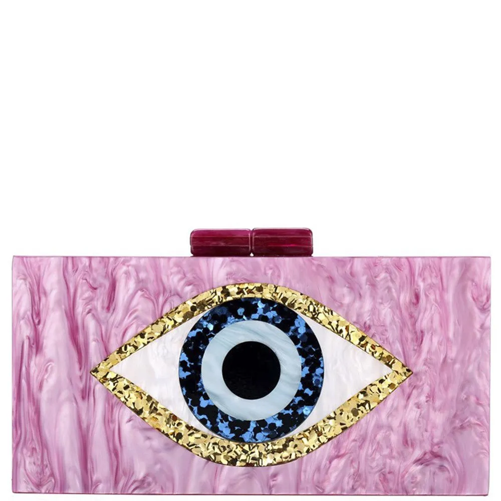 Purple Fashion Hard Case Eye Clutch Bag