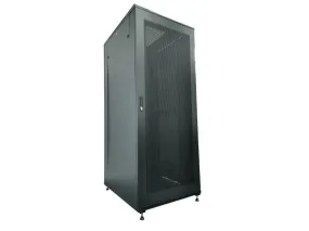 Q-Lantec Server Cupboard 42U 19" 600X1000, Glass Front Door, Black Flat Pack