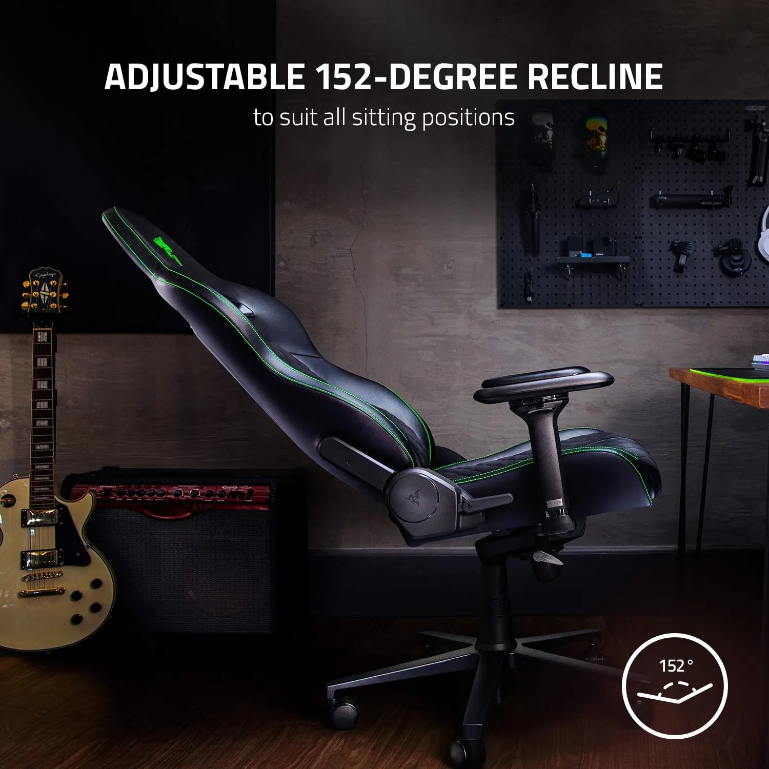 Razer Gaming Chair Enki X Essential Gaming Chair: All-Day Gaming Comfort - Built-in Lumbar Arch - Optimized Cushion Density - Dual-Textured, Eco-Friendly Synthetic Leather - Adjustable 152-degree Recline - Green