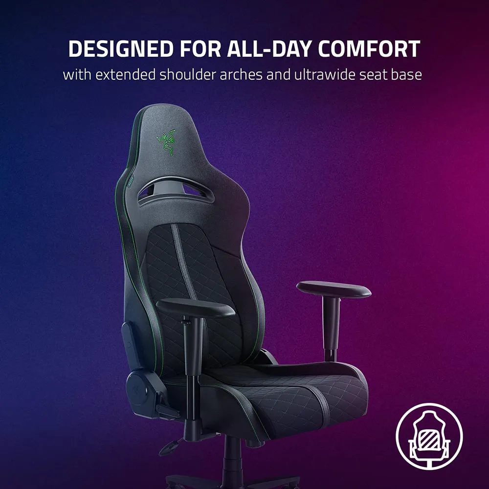 Razer Gaming Chair Enki X Essential Gaming Chair: All-Day Gaming Comfort - Built-in Lumbar Arch - Optimized Cushion Density - Dual-Textured, Eco-Friendly Synthetic Leather - Adjustable 152-degree Recline - Green