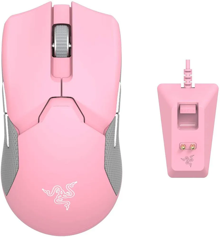 Razer Mouse Viper Ultimate Lightest Wireless Gaming Mouse & RGB Charging Dock: Hyperspeed Wireless Technology - 20K DPI Optical Sensor - 78g Lightweight - Optical Mouse Switch - 70 Hr Battery - Quartz Pink