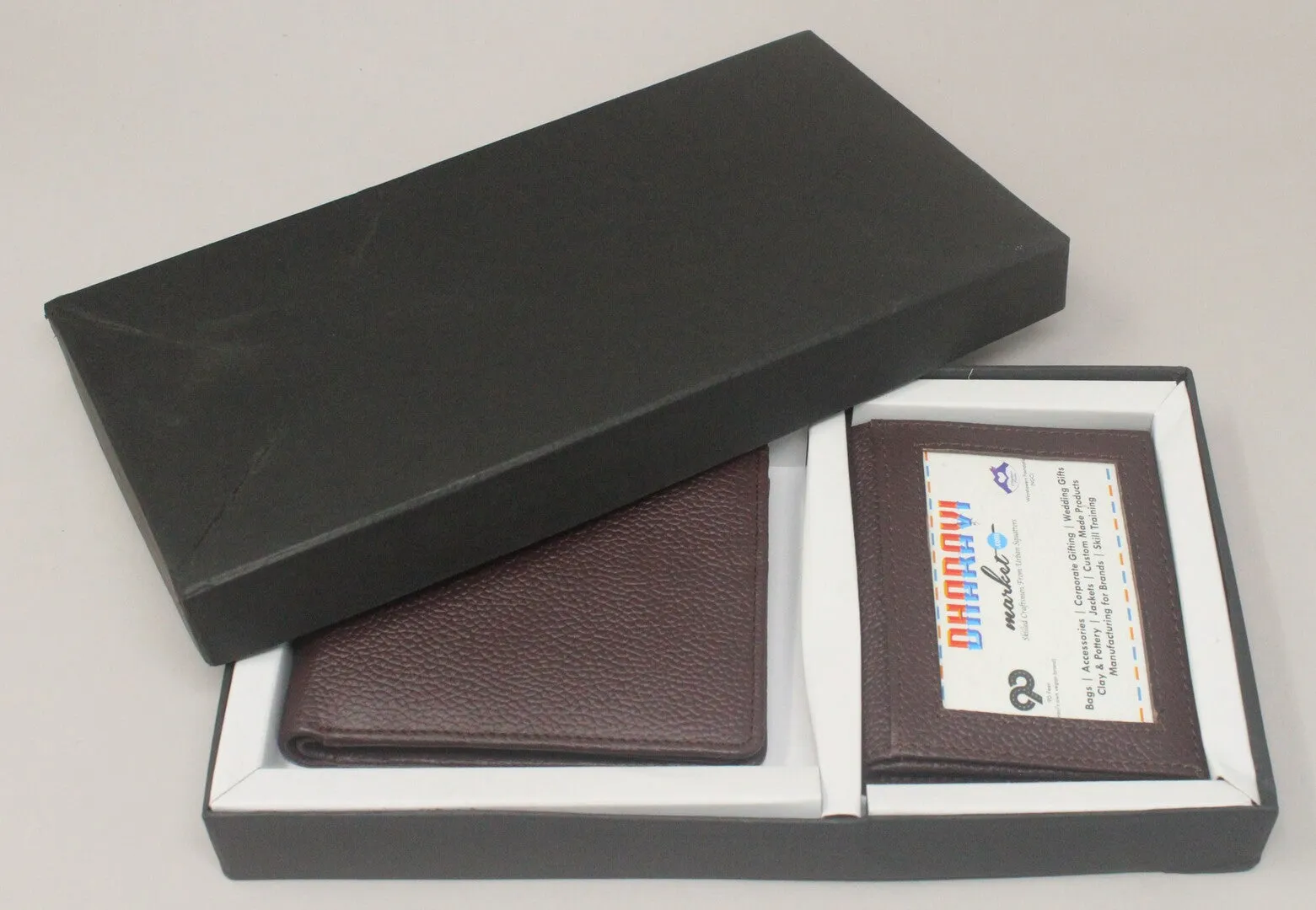 Real leather wallet and card case Rank Men Gift Set -B