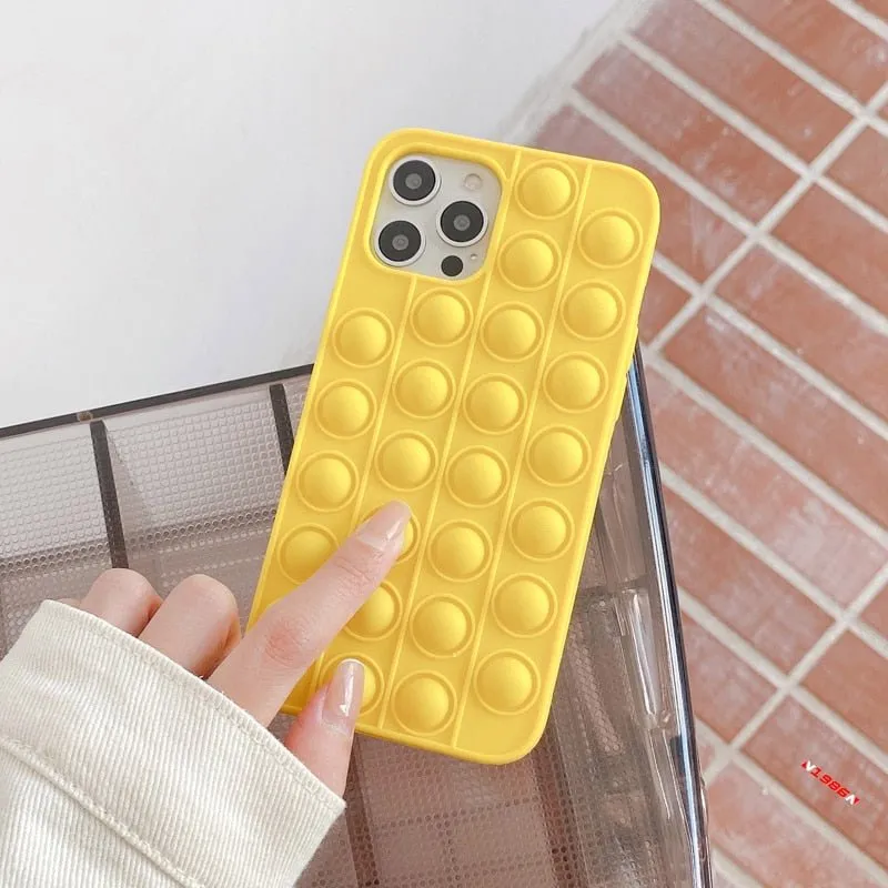 Relive Stress Phone Case For Iphone X XR XS 12 11 Pro Max 6 6s 7 8 Plus Pop Fidget Toys Push Bubble Soft Silicone Phone Case