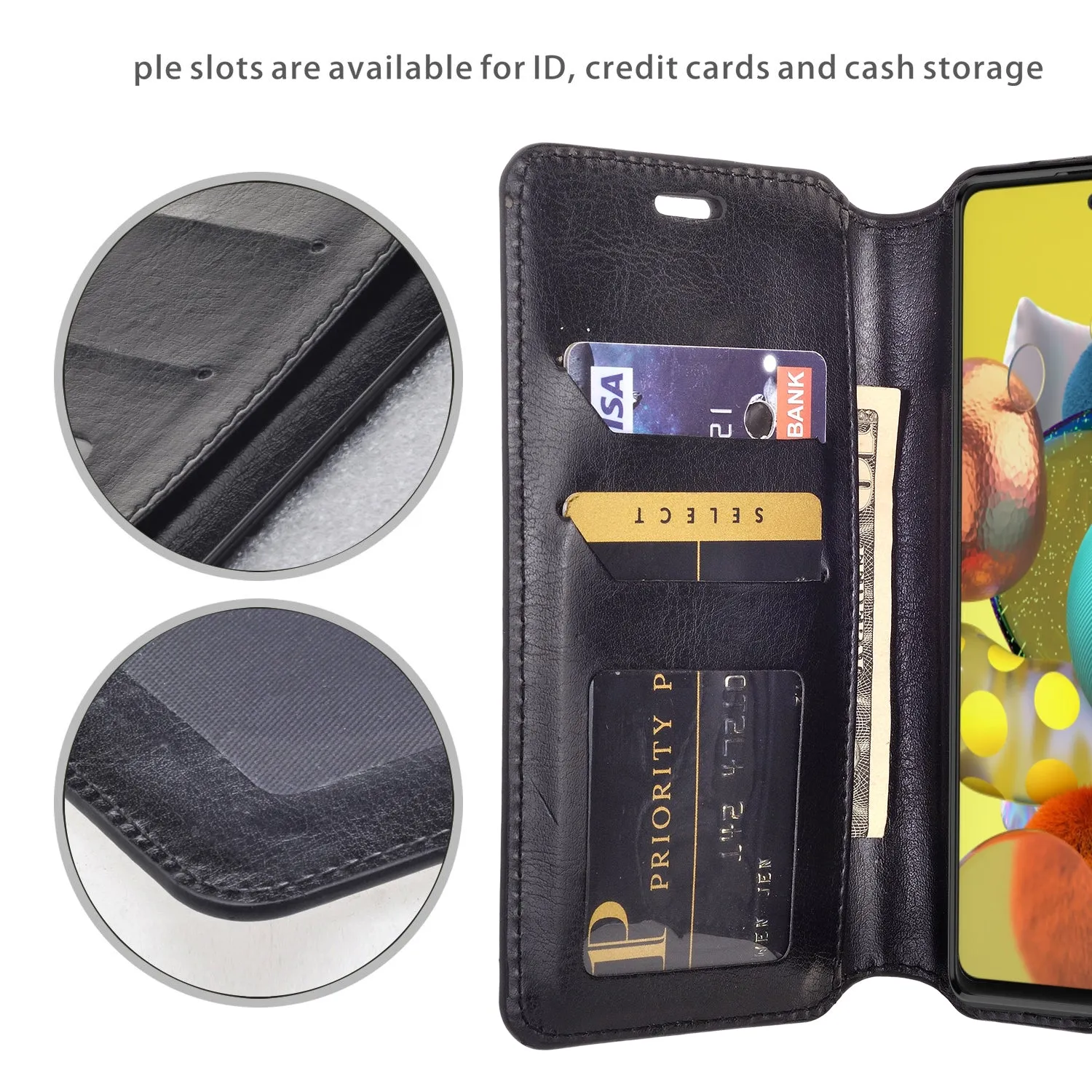 Samsung Galaxy A71 5G Case, Galaxy A71 5G Wallet Case, Pu Leather Wallet Case [Kickstand] with ID & Credit Card Slots for Galaxy A71 5G  - Black