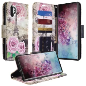 Samsung Galaxy Note 10 Case, Galaxy Note 10 Wallet Case, Wrist Strap Pu Leather Wallet Case [Kickstand] with ID & Credit Card Slots - Paris