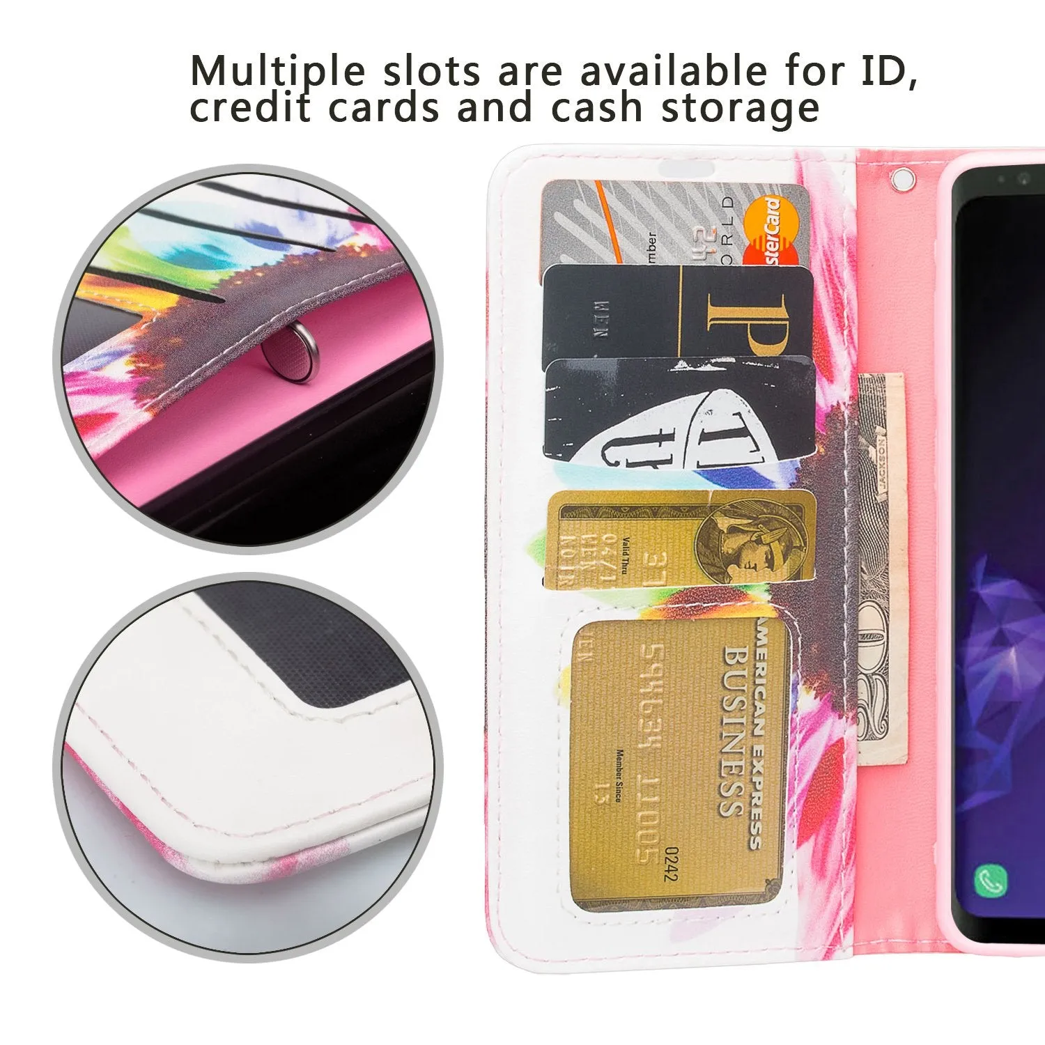 Samsung Galaxy S10 Case, Galaxy S10 Wallet Case, Wrist Strap Pu Leather Wallet Case [Kickstand] with ID & Credit Card Slots - Vivid Sunflower