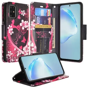 Samsung Galaxy S20 Ultra Case, Galaxy S20 Ultra Wallet Case, Wrist Strap Pu Leather Wallet Case [Kickstand] with ID & Credit Card Slots - Heart Butterflies