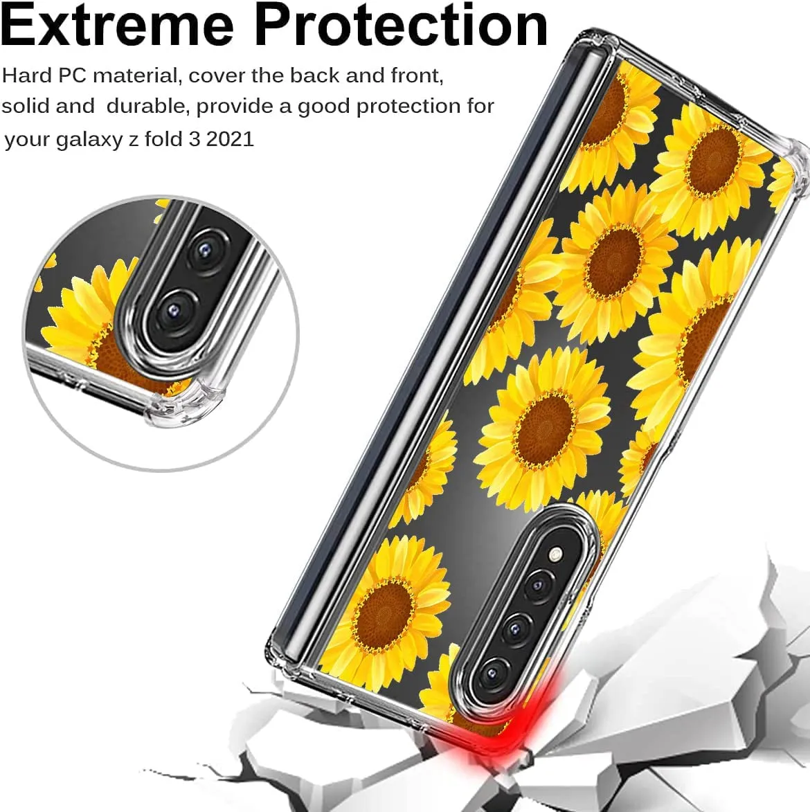 Samsung Galaxy Z Fold 4 Case, PC Bumper Protective Phone Case Cover Sun Flower