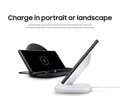 Samsung Wireless Charger DUO Fast Charge Stand & Pad Universally Compatible with Qi Enabled Phones and Select Samsung Watches (US Version), Black