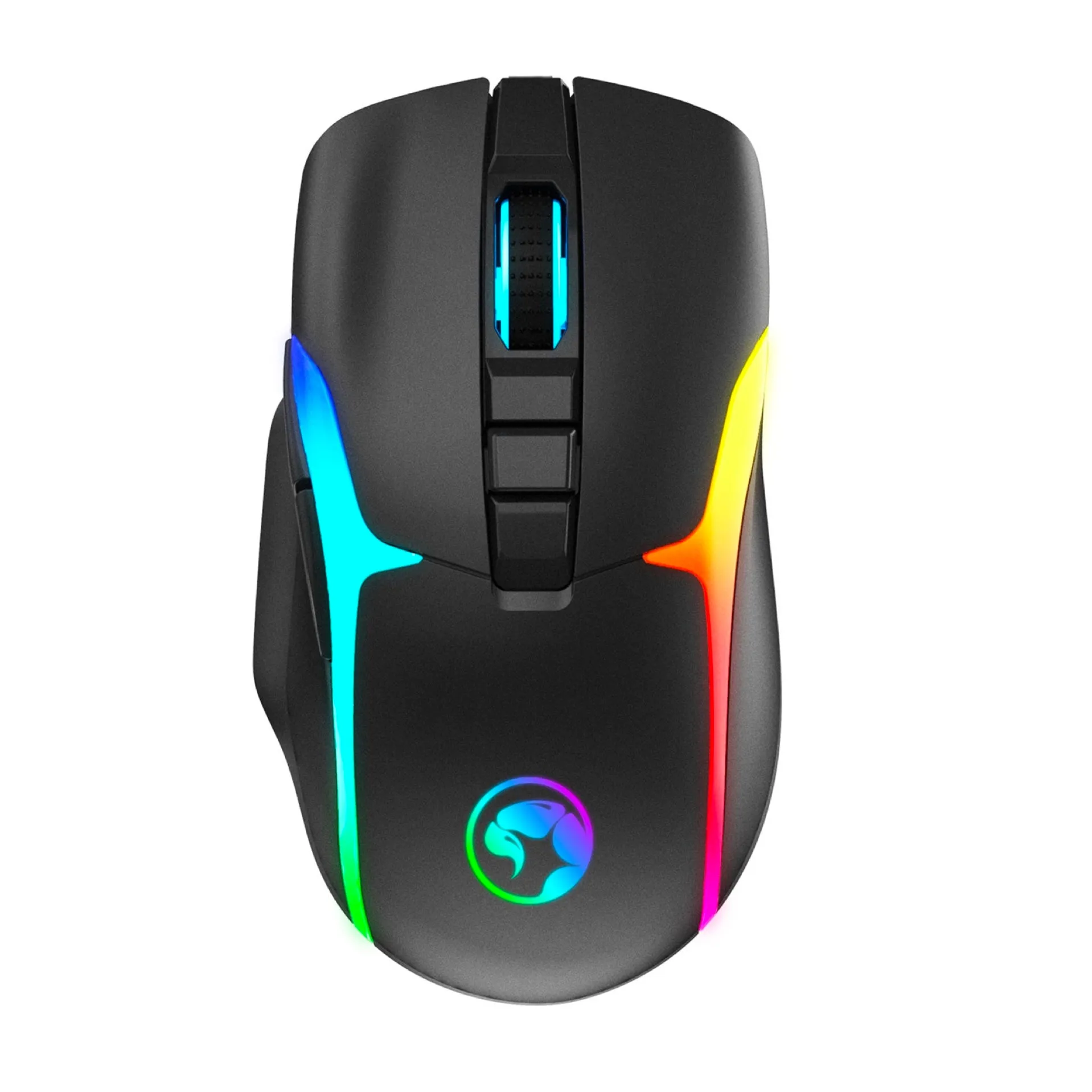 Scorpion M729W Wireless Gaming Mouse, Rechargeable, RGB with 7 Lighting Modes, 6 adjustable levels up to 4800 dpi, Gaming Grade Optical Sensor with 7 Buttons, Black - Marvo