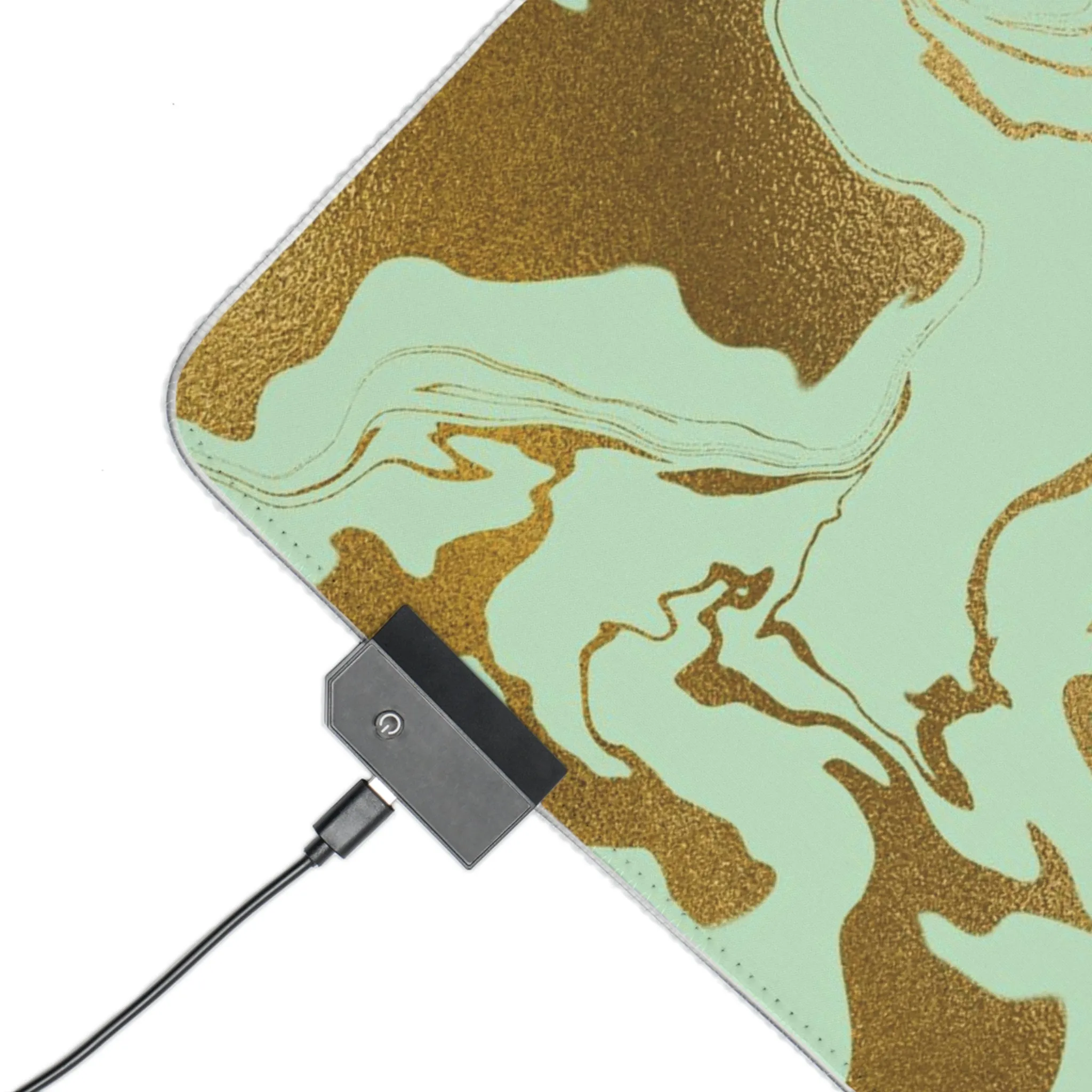 Seagreen and Gold Swirl LED Gaming Mouse Pad