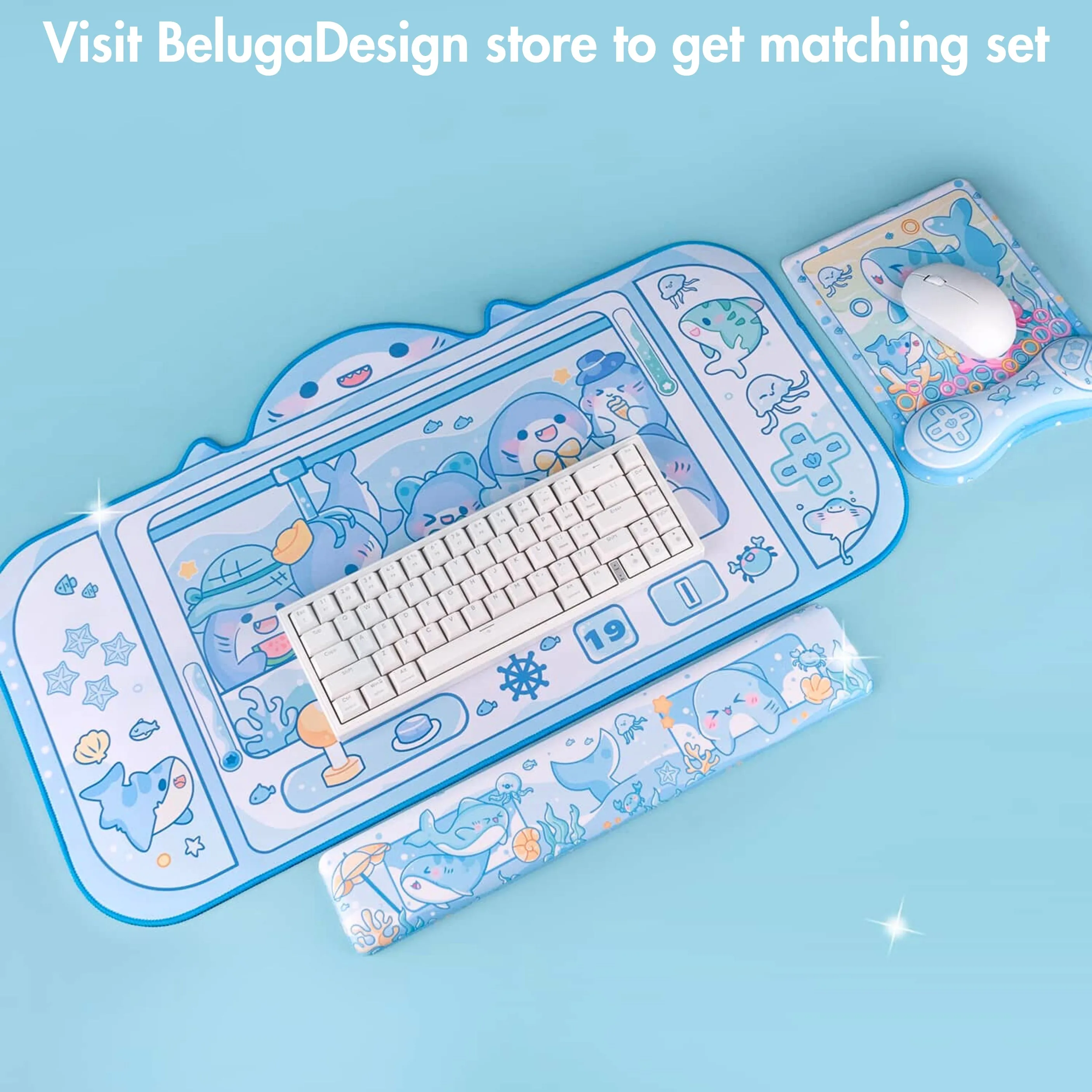 Shark Wrist Rest | Cute Kawaii Anime Pastel Blue