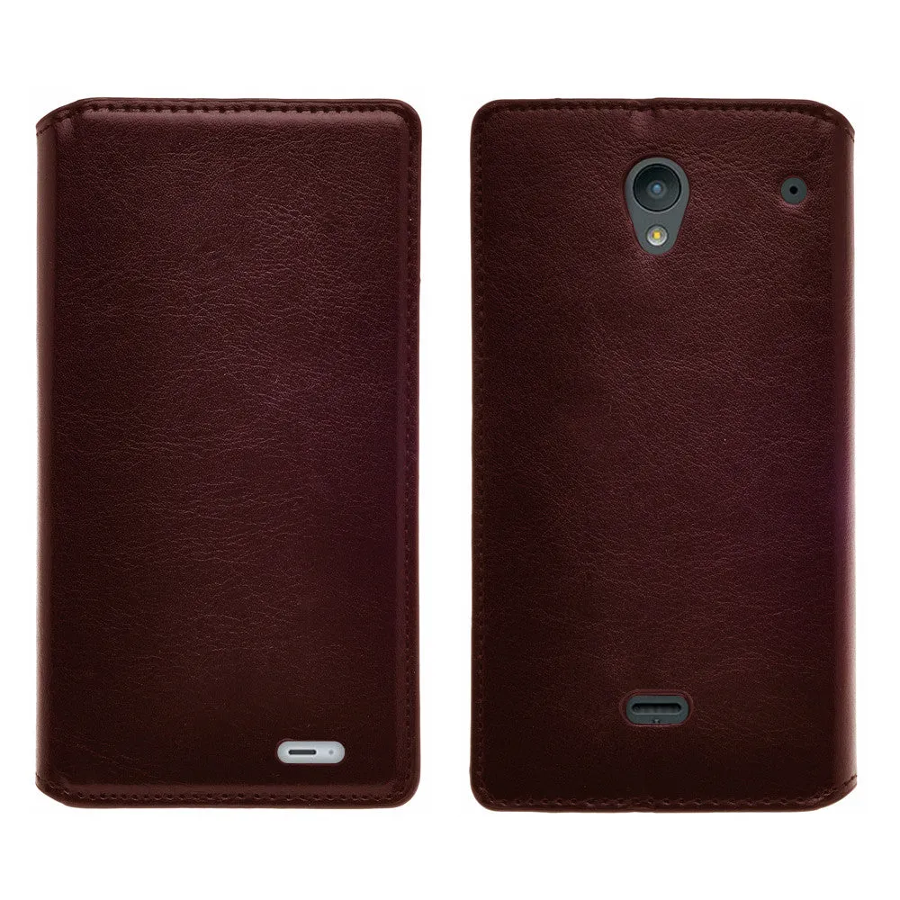 Sharp AQUOS Crystal Case, Magnetic Fold[Kickstand] Pu Leather Wallet Case with ID & Credit Card Slots  - Brown