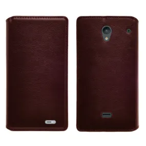 Sharp AQUOS Crystal Case, Magnetic Fold[Kickstand] Pu Leather Wallet Case with ID & Credit Card Slots  - Brown