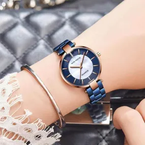 Simple Cheap Watches For Women Quartz Blue Wristwatches