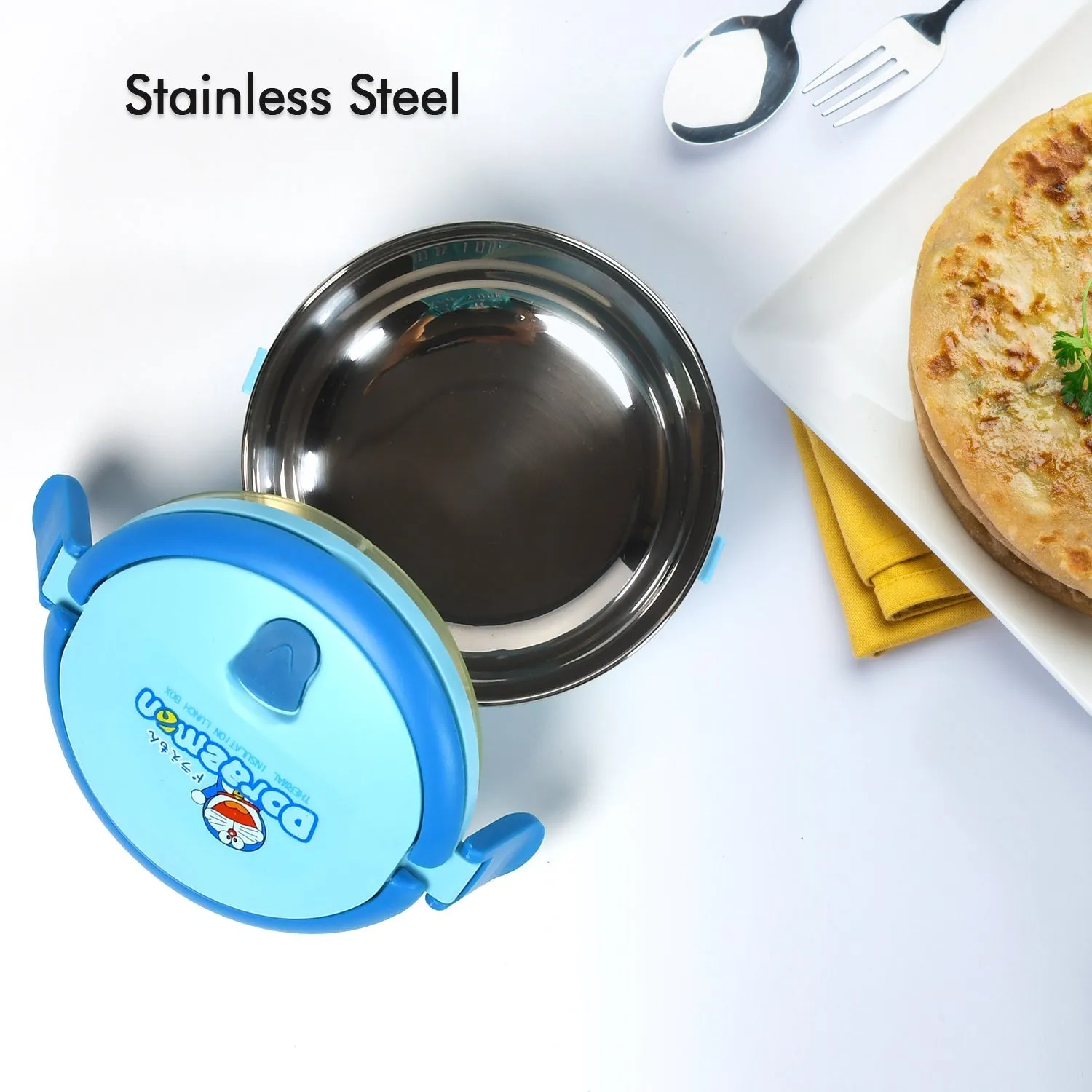 Single Layer Doraemon Steel Lunch Box High Quality Premium Lunch Box  For Office & School Use